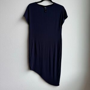 Zero + Maria Cornejo Colorblock Asymmetrical Navy Blue Short Sleeve Size Medium